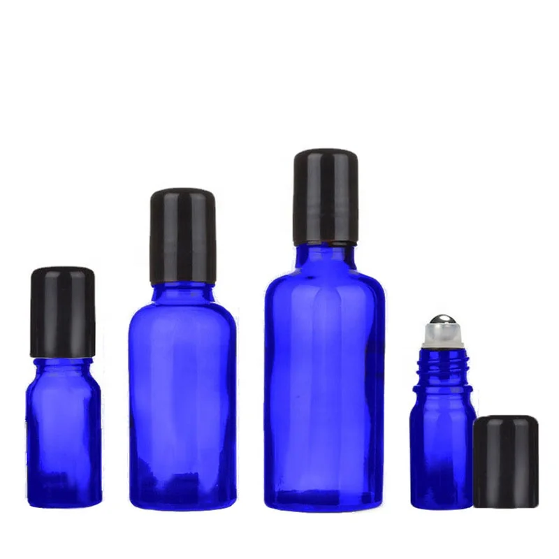 Factory Price 15ml 30ml 50ml Amber Glass Essential Oil Bottles Empty Perfume Serum Roll On Bottle Black Cap (NRB06)