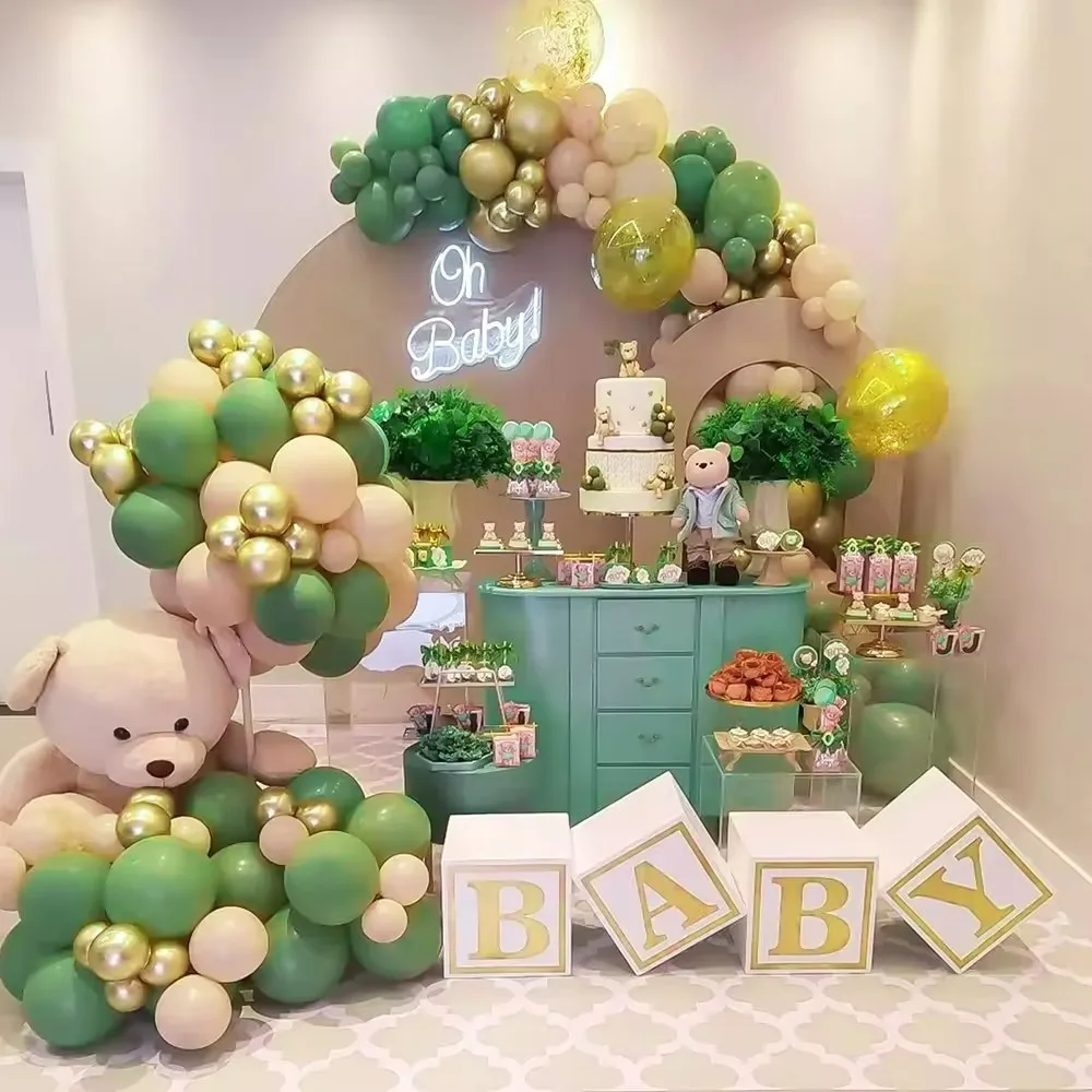 2024 Green Latex Balloon  Set Wedding  Arch Kit for Kids Birthday Party Decoration