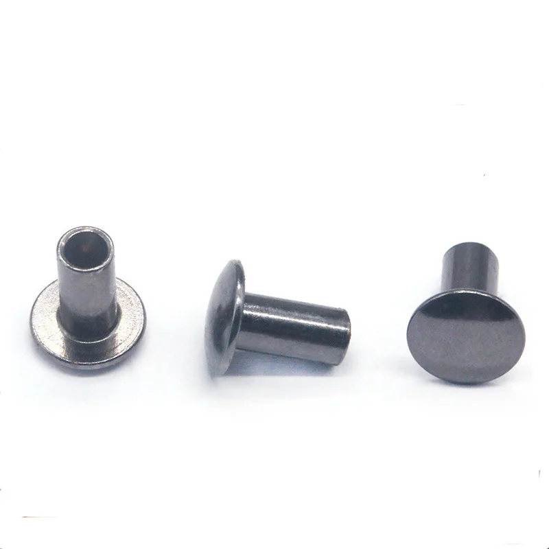 High precision stainless steel black plated flat head hollow half tube anodized black aluminum rivets