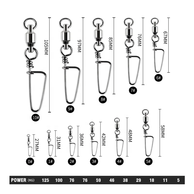Palmer Quick lock-open fishing ball bearing swivel ball bearing snap swivels fishing stainless steel strong swivel connector