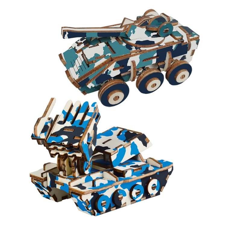 Factory Wholesale Customized 3d Wooden Simple Wooden A4 3D wood panzer puzzle  for adult