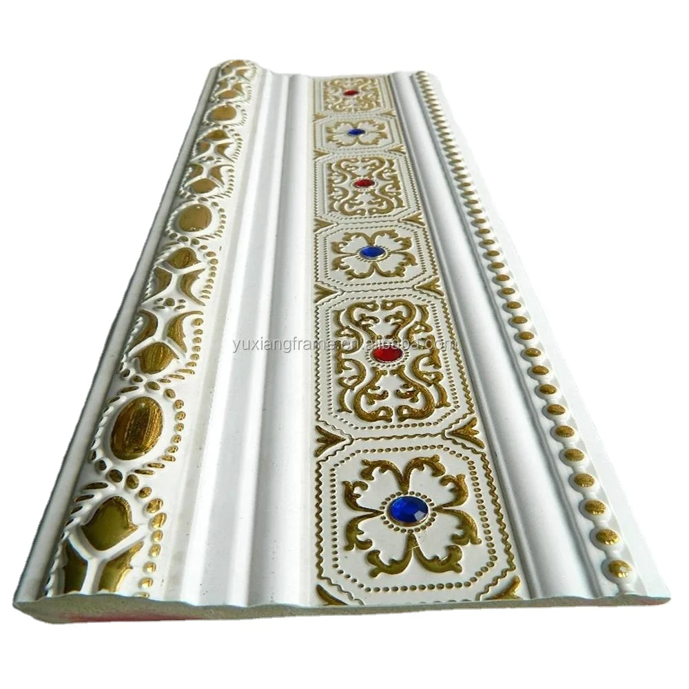 middle east white color large size polystyrene cornice moulding with colorful acrylic diamond