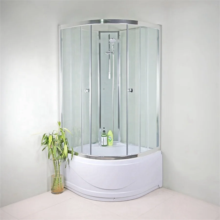 Душевые кабины из закаленного стекла с двойной раздвижной дверью, 5 мм