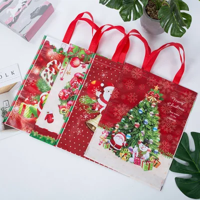 Многоразовая Рождественская сумка-тоут Подарочная сумка PP Нетканая Сумка-тоут с