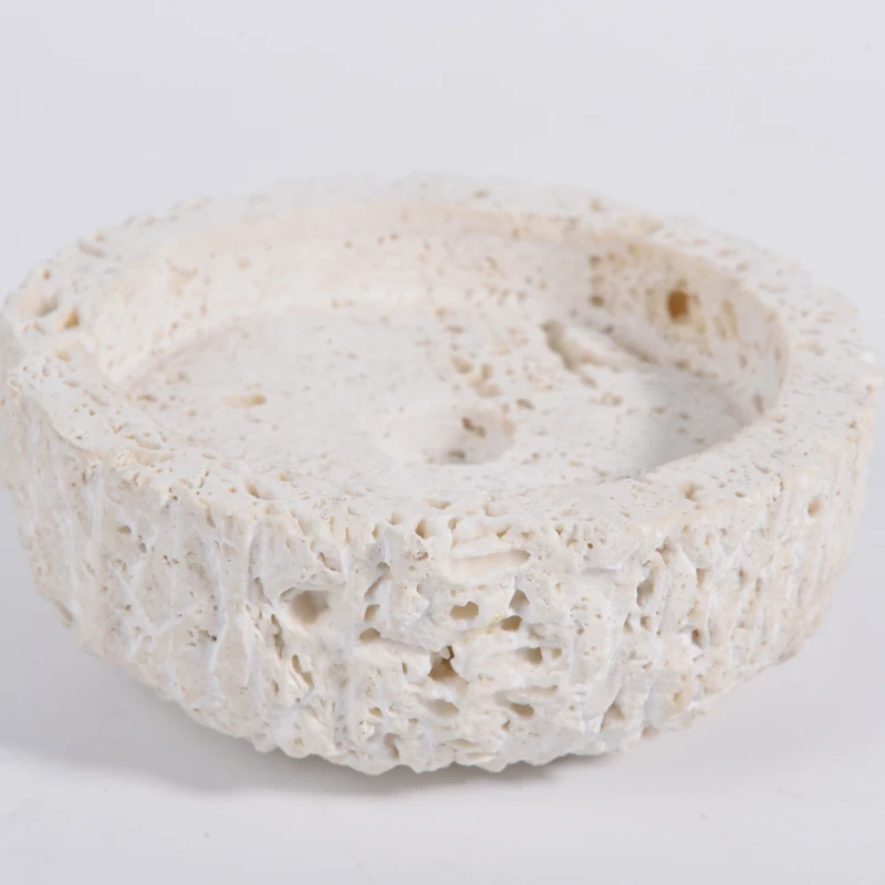 Marble Travertine Candle Holder Marble travertine stone bowl for Home Hotel Decoration White candle  candlestick holder