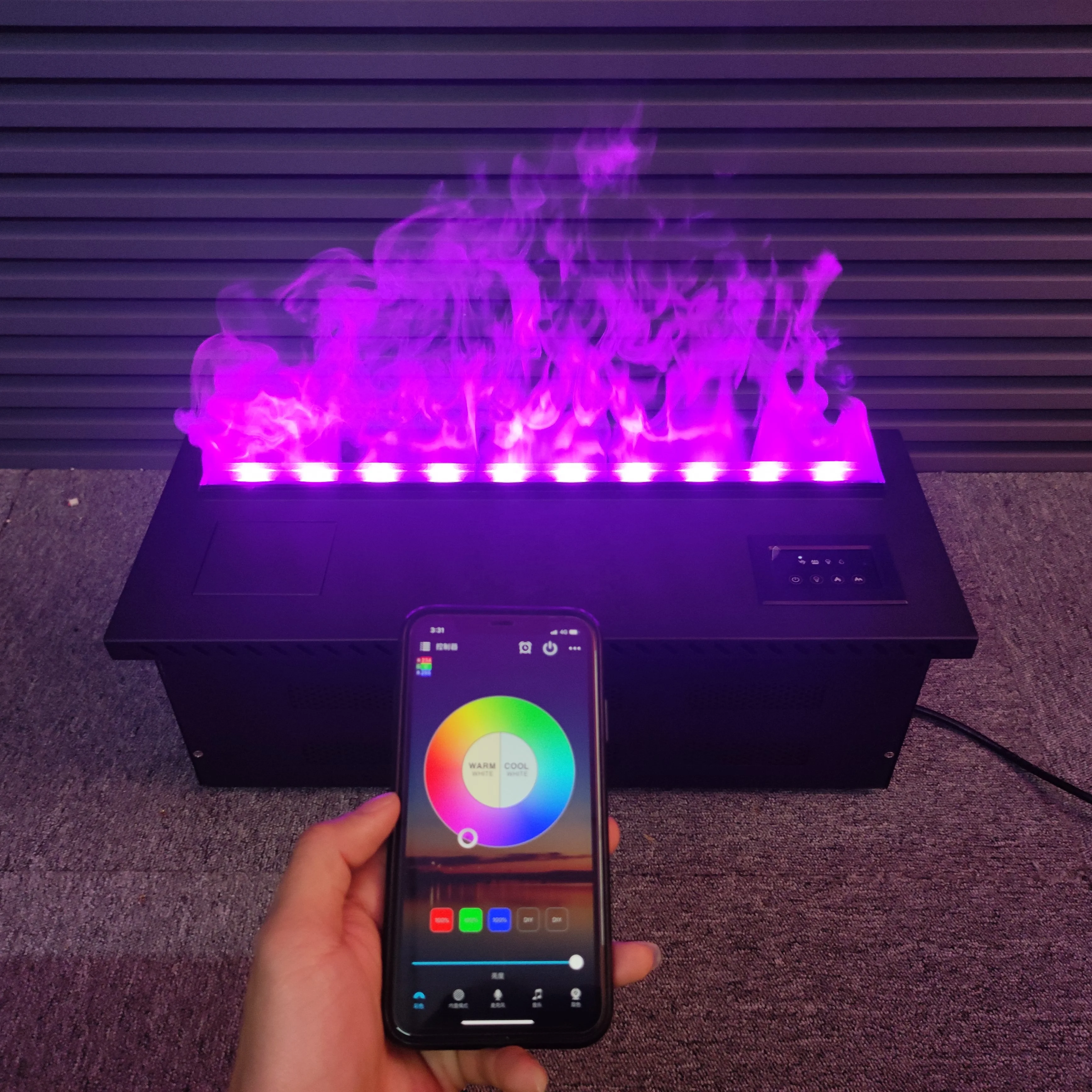 Water Vapor Fire Steam Fireplace Cassette 600mm Flat Panel Design Steam Flame Effect Wasserdampf Kamin Waterdamp Haard