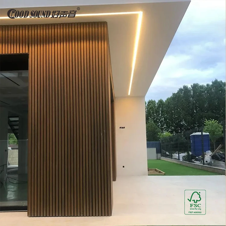 GoodSound Wooden Grain Lamin Waterproof Outdoor Fluted Wpc Indoor Wall Panel For External Cladding 590*2900Mm