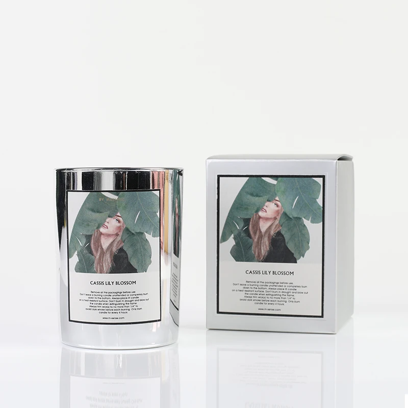 M&Sense foil sliver custom logo soy wax luxury aromatherapy manufacturer scented candle