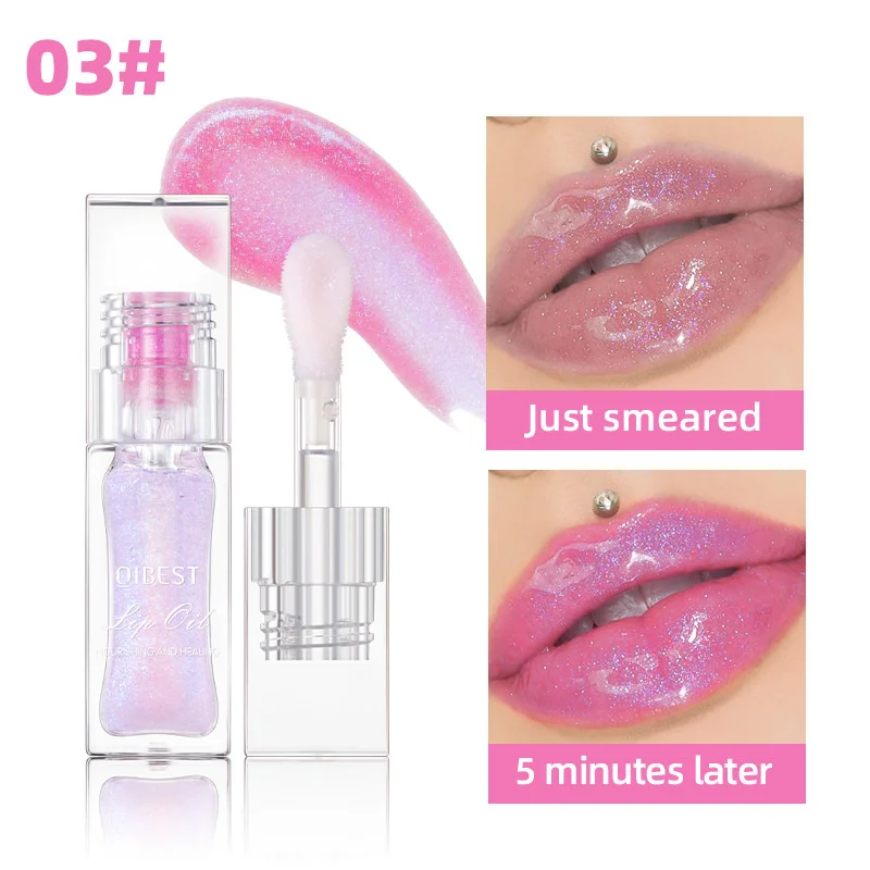 Color Changing Lip Gloss Clear Glassy Oil Natural Moisturizing Balm Reduce Lip Lines Jelly Plump Lips Care