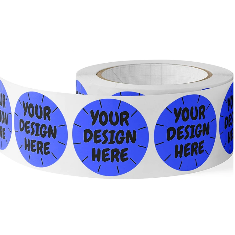 Ready to ship Custom Any Text Adhesive Printing Round Label Stickers Circle Waterproof Vinyl Sticker Roll Private Logo Stickers.