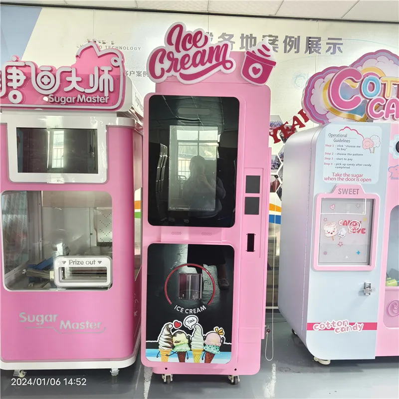 Coin operated set up automatic self service milkshake 3 flavors diy ice cream vending machine with custom design