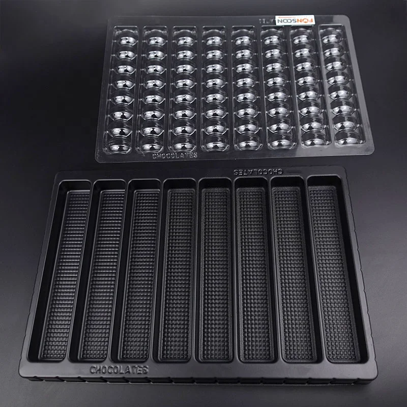 Custom 48 chocolates plastic blister tray with clear lid truffle candy display packaging
