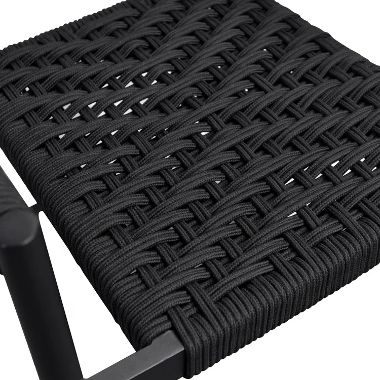 Black Comfortable Patio Yard Armchairs Furniture Outdoor Garden Balcony Rope Aluminum Dining Chairs for Outside