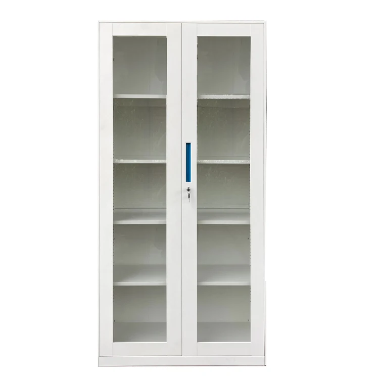 Factory Cheap Price White Office Filing Steel Swing Door Storage Steel Home Cabinet Within 5 Layers Cupboard
