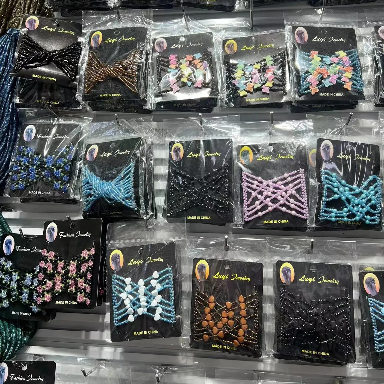 MYLULU Multi color Twist Double Combs Hair Clip Magic Hair Combs Flower shape Beaded Hair Accessories For Girl