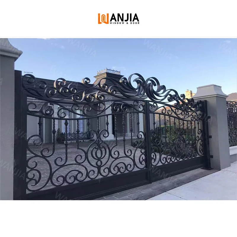 European Design Apartment Exterior Wrought Iron Gates Driveway House Modern Iron Gates Security Wrought Iron Gates