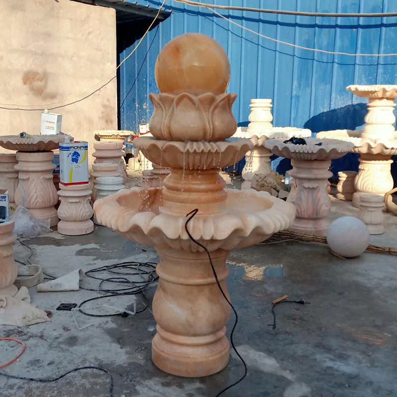 Large Modern Outdoor White Stone Marble Garden Water Fountain for Sale