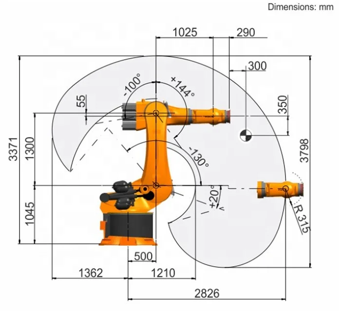 KR 500 R2830 payload 500Kg reach 2826mm 6 axis high pose repeatability industrial robot