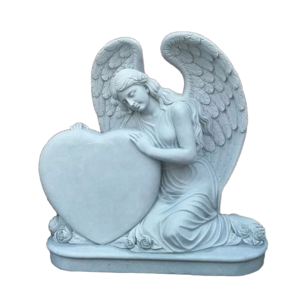 Hand carving White marble heart shaped headstones for graves