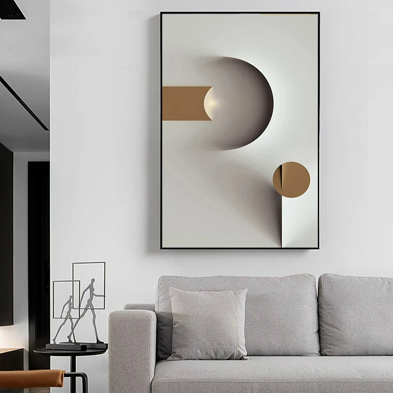 Geometric Pattern 3D Visual Art Modern Abstract Canvas Painting Posters and Prints Wall Pictures for Living Room Home Decoration