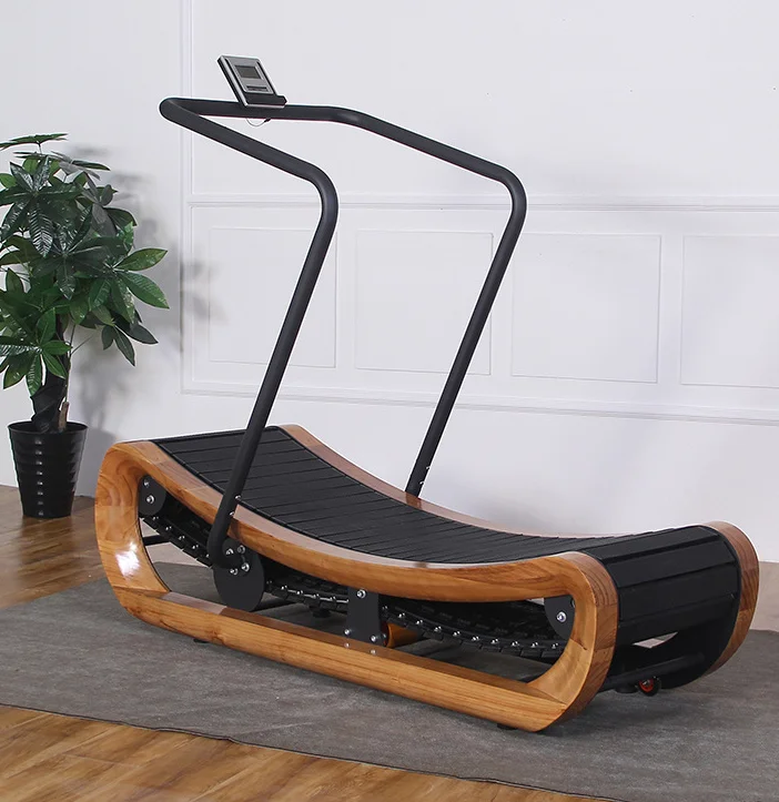 Wooden unpowered treadmill gym commercial curved curved indoor gym unassisted treadmill wholesale