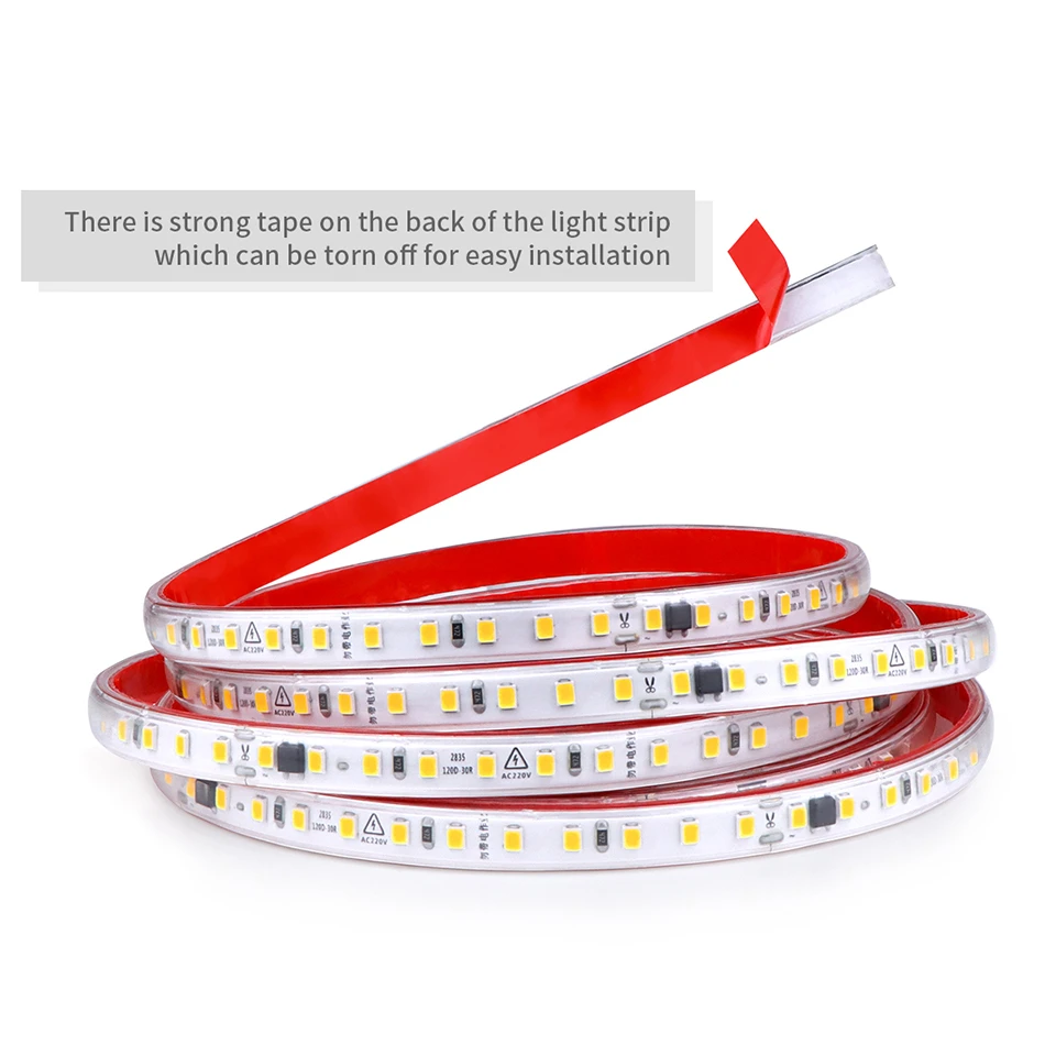 110V 220V 120LEDs SMD 2835 Strip Light Flexible tira luz led lights for decoration Home Decor outdoor Driverless led strip light
