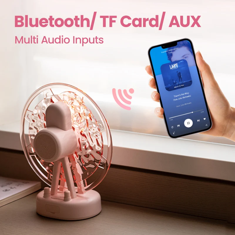 Romantic Ferris Wheel Sleep Aid Music Speaker Lamp 2000mAh Rechargeable Water Ripple Projector Night Light Mini Speaker Lamp