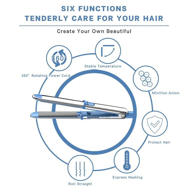 LDY Factory Outlet OEM Customized Hair Straightener Titanium Panel Salon Ceramic Flat Iron Wholesale