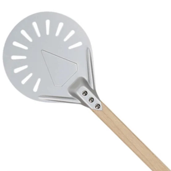 8 Inch Perforated Pizza Turning Peel Shovel Round Peel Paddle Short Pizza Tool Non Slip Handle