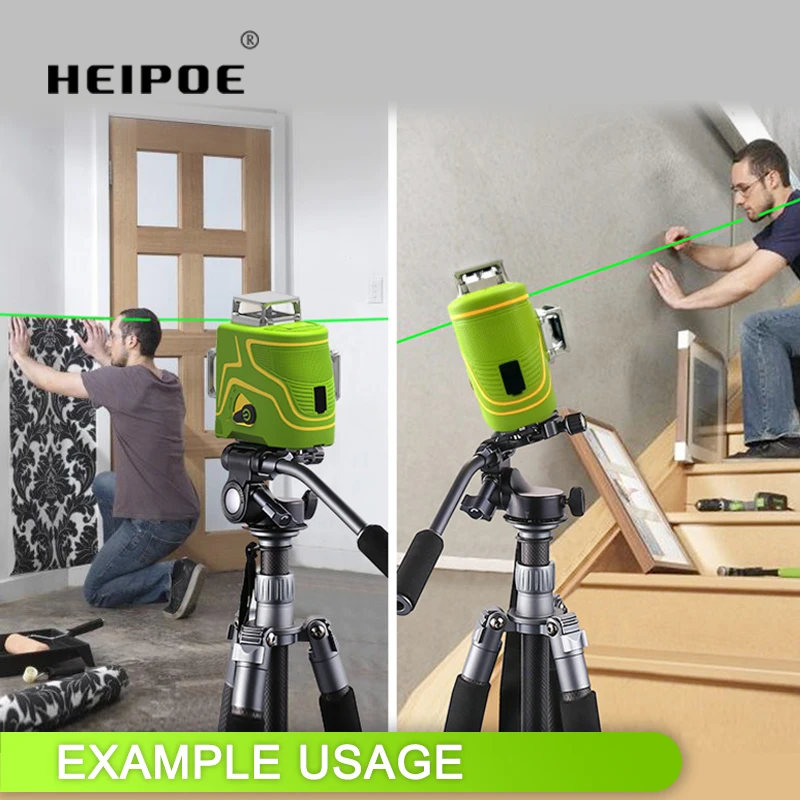 Pro  HEIPOE  MTM350B  3D  12 lines OSRAM green beam laser level  with Hard Carry Case