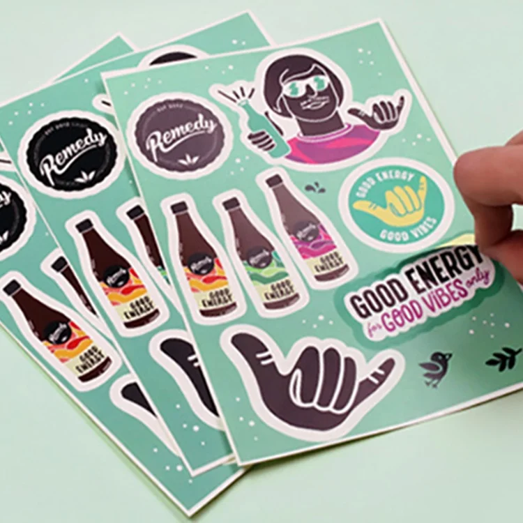 Custom Design Vinyl Paper Decal Sheet Digital Printing Adhesive Label Sheet Kiss Cut Stickers