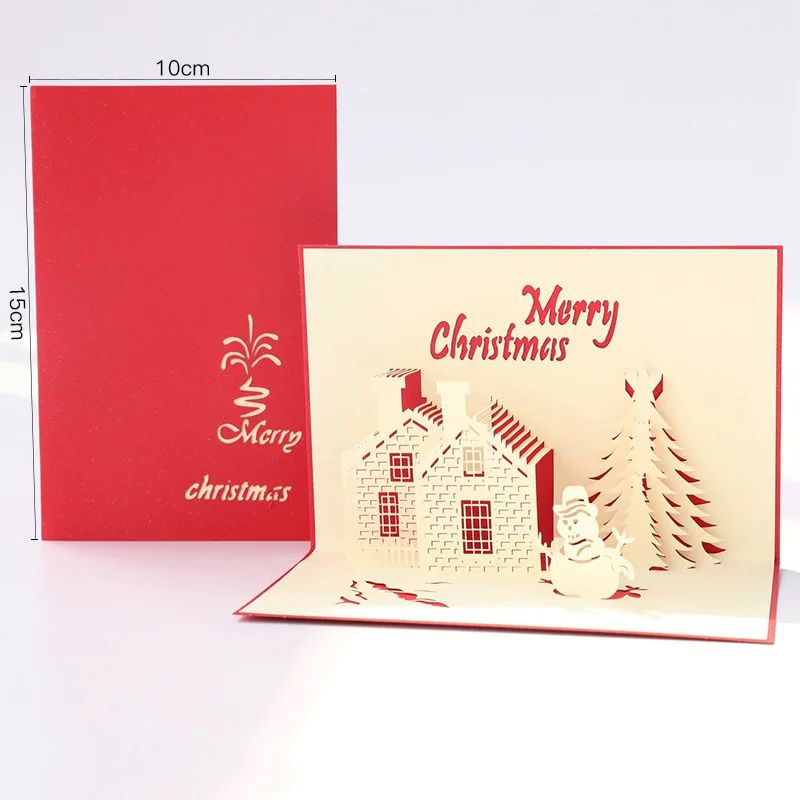  Wholesale Holiday Gifts Christmas Card Luxury Art Paper Decoration 3 D Pop Up Happy New year Thanksgiving Day