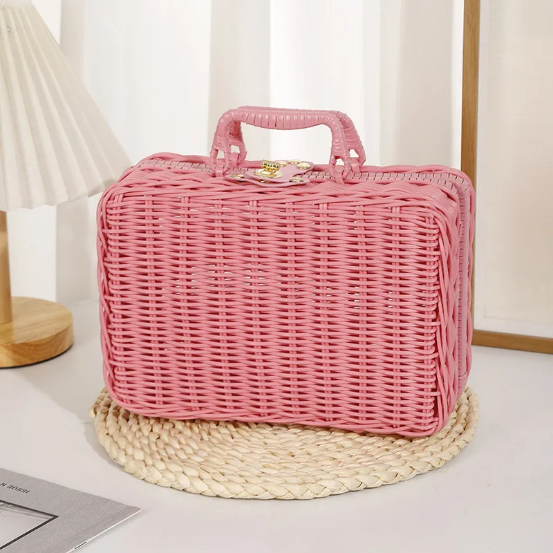 picnic plastic storage basket with handle easter woven gift box kids toy storage custom vintage suitcase