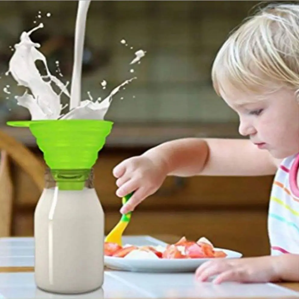  Wholesale Food Grade Foldable Collapsible Funnel Silicone Folding Portable Funnels Hopper Household Dispensing Kitchen
