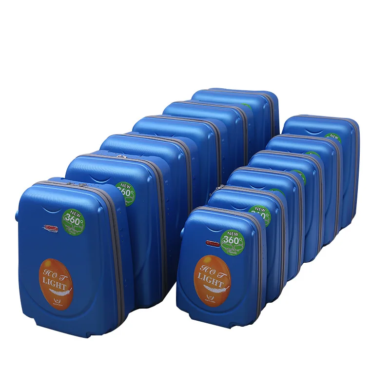 12 pcs in 1 set semi-finished luggage set A hard shell suitcase 4 wheels cheap price trolley ABS and PC luggage set