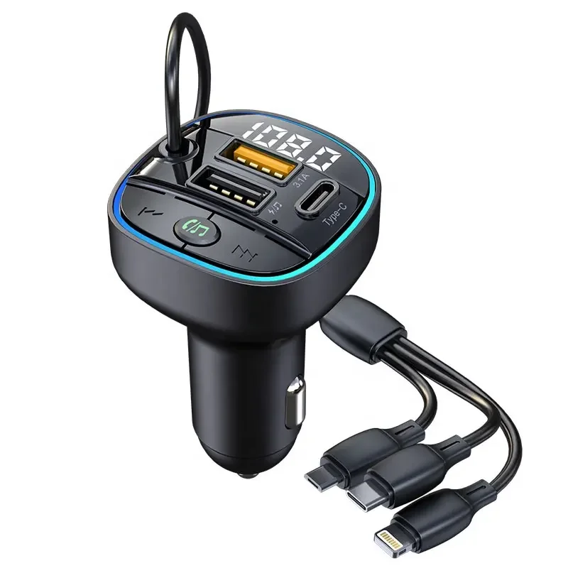 Car mounted one to three data cable PD20W C-type car charger BT5.0 Bluetooth MP3 music player FM transmitter
