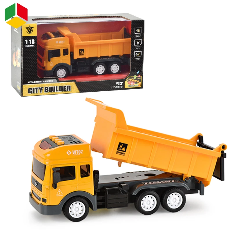 QS Kids 1/18 Die Cast Friction Model Truck Toy City Engineering Dump Truck Alloy Construction Vehicle Toys