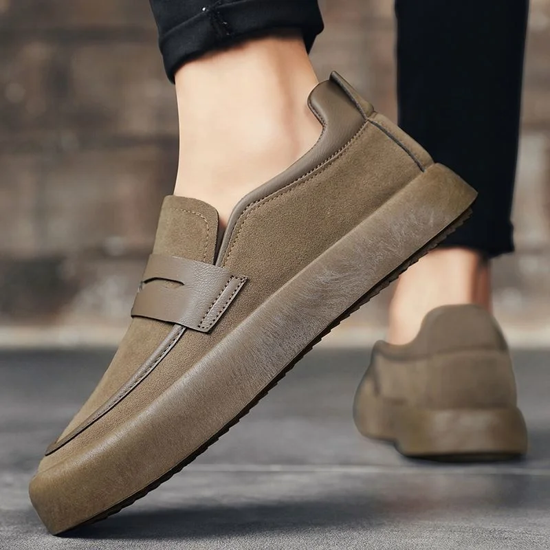 2025 Mens Top One Foot Loafers With Wide Feet Soft Sole Black Business Casual Leather Shoes For Driving