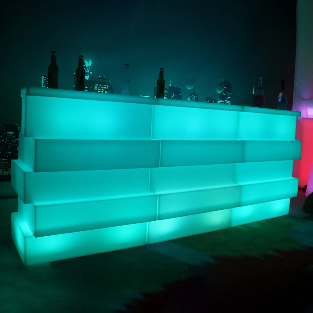 Combinable Counter Table Mobile Bar Furniture Illuminated Straight Led Building Blocks Bar Counter With Led Light Nightclub