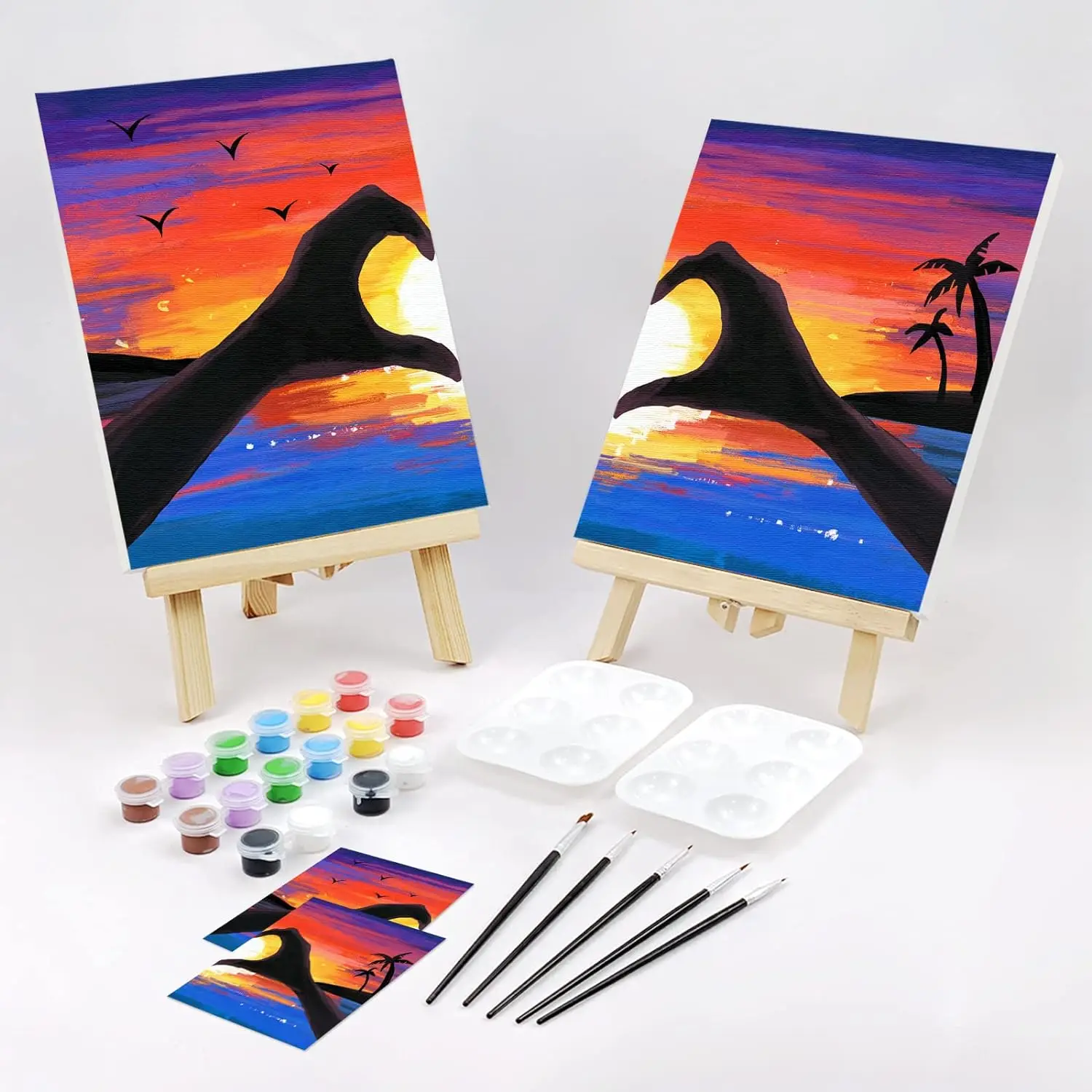 Sip and Paint Kit, Pre Drawn Canvas Couples Paint Party Kit, Paint Art Set with Outline Canvas for Adults Date Night Games