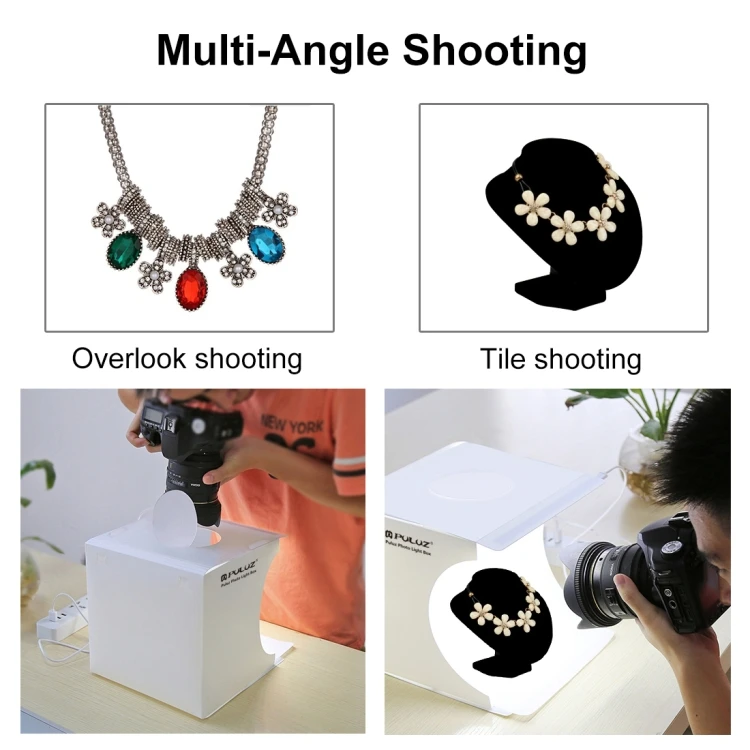 PULUZ Foldable Photo Box PULUZ 20cm Mini Studio Box Kit Softbox photo Light box with 6 photography accessories backdrops