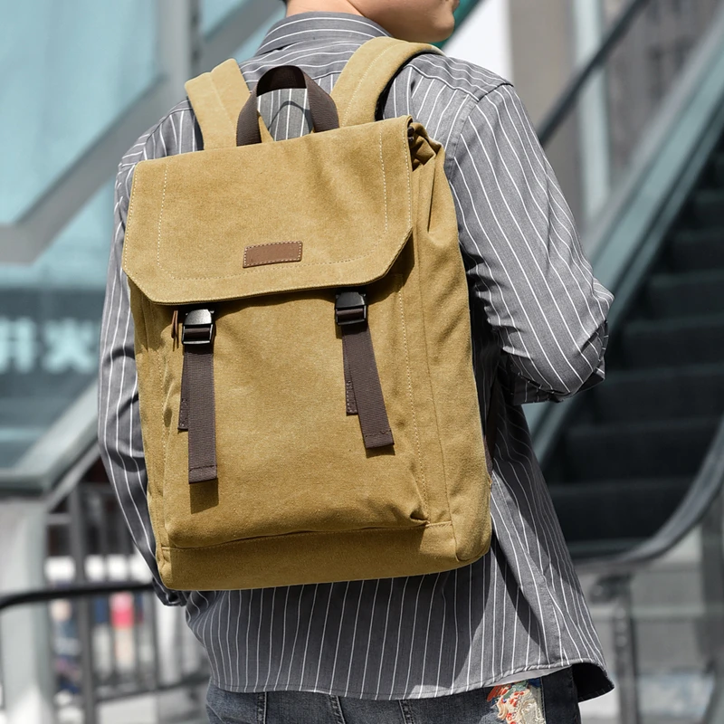 2024 Vintage Canvas Rucksack Travel Outdoor Backpack Fashion School Big Capacity Laptop Canvas Cotton Backpack for Men and Women