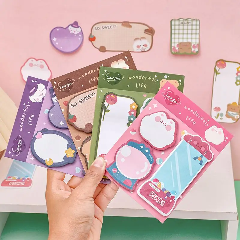 Hot Cute cartoon combination memo pad creative messages special shaped paper notes 60 pieces