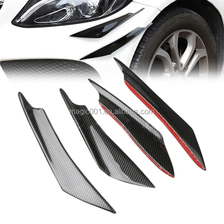 Universal Carbon Fiber Type Car Front Bumper Lip Splitter Exterior Fins Body Spoiler Canard