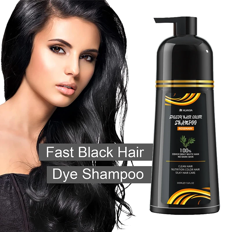 HuaXia Factory Non Allergic 100% Cover Grey White Hair Private Label Dark Brown White Black Hair Dye Shampoo