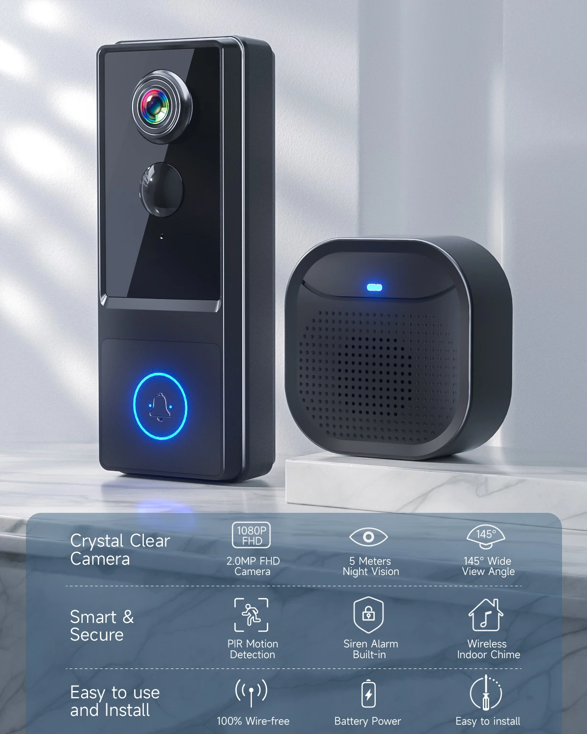 CloudEdge IP54 1080P с питанием от аккумулятора умный беспроводной датчик движения Wi-Fi дверной Звонок