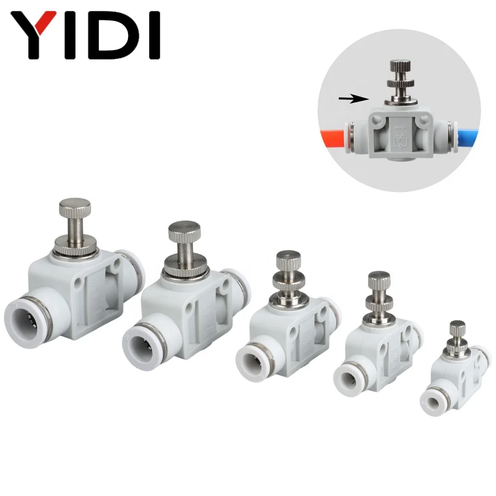 SA 4mm 6mm 8mm Push Fit In Air Compressor Hose Pipe Tube Metric Pneumatic Fitting Fittings Quick Connector Speed Adjusting Valve