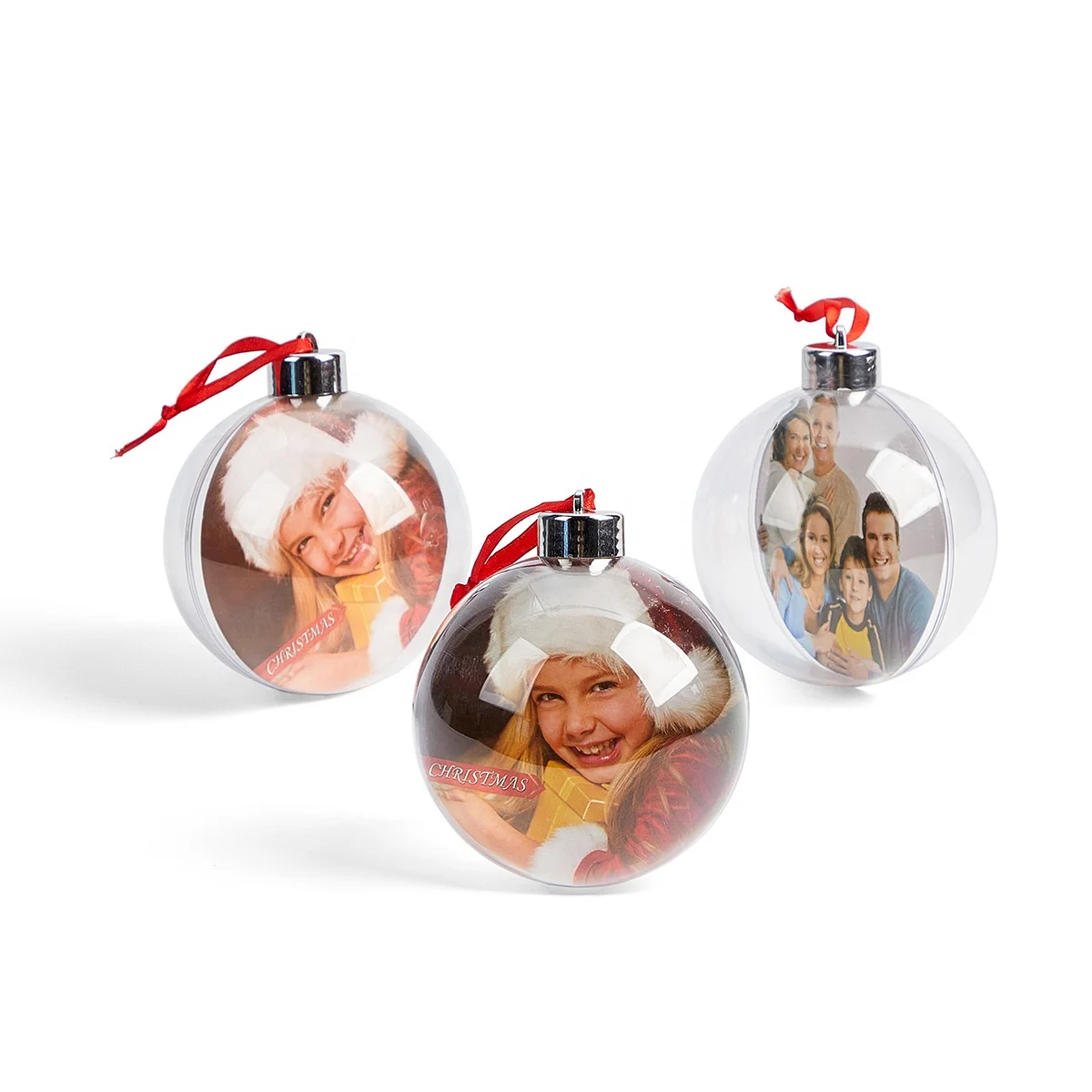 Custom Christmas Xmas Tree 8cm Black Glass Balls Bauble Ornaments With Printed Logo Photo Picture Decal Name Personalized