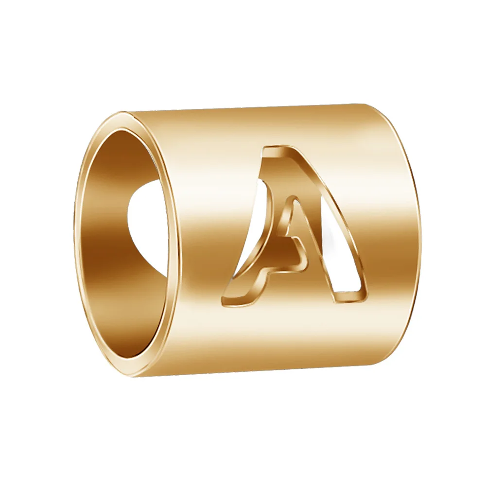 Stainless Steel Gold Color Single Letter Beads Hollow A-Z Cylindrical 6cm DIY Making Bracelets Jewelry