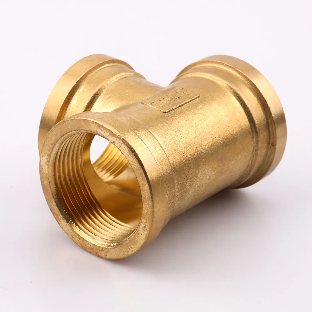 OUKE ALL SIZE EQUAL FEMALE THREE WAY THREADED TEE BRASS PLUMBING PIPE FITTINGS